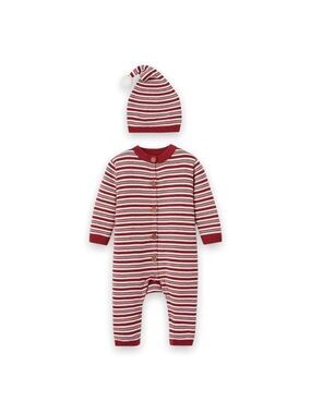 Elegant Baby Christmas Holiday Cotton Knit Romper Jumpsuit 12 Months NWT